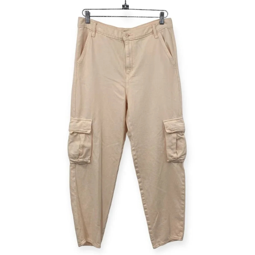 Levi's Premium Cargo Pants Womens Size 28 x L28 Orange Cotton Loose Relaxed Leg
